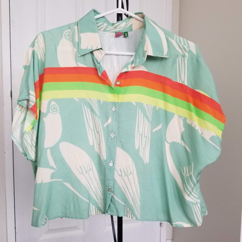 FARM rio cropped print shirt size M
